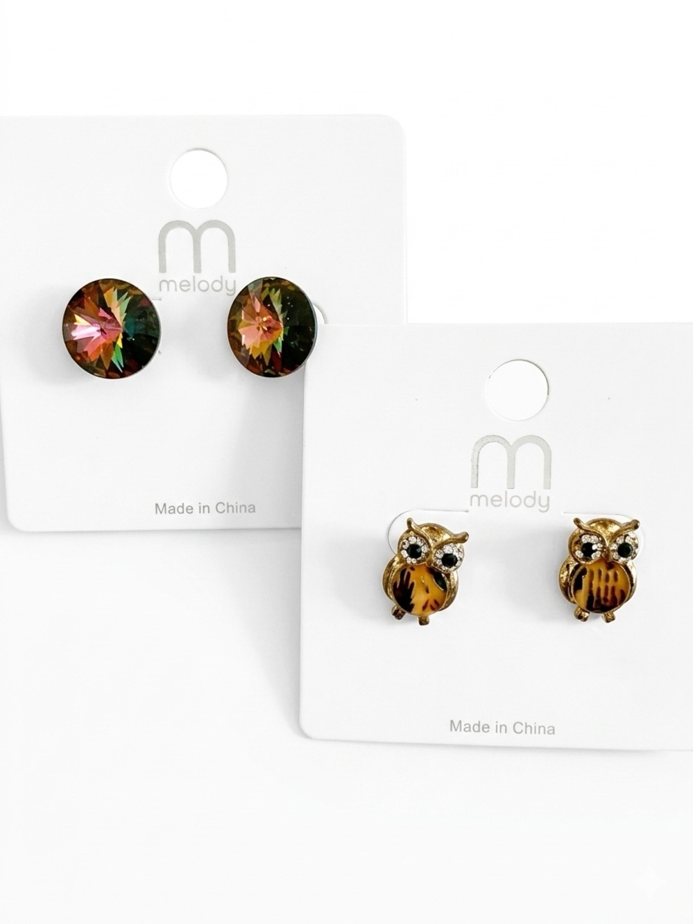 ⭐️2 for $20⭐️ Brown Jewel and Owl Stud Earring Bundle
